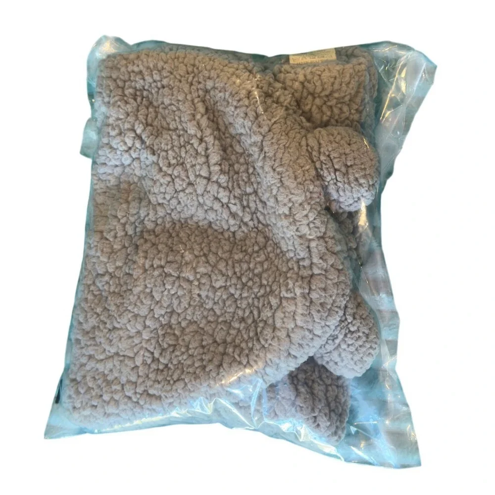 Baby Bear Hooded‎ Sherpa Sleep Sack Swaddle Blanket 0-6 Months Gray Adjustable